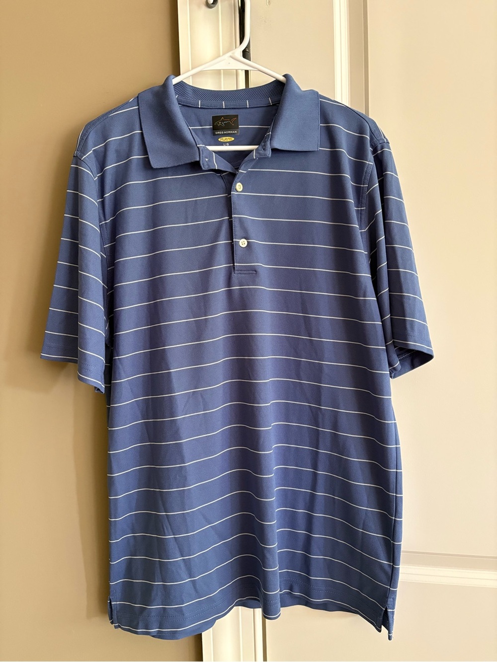 Greg Norman striped polo shirt